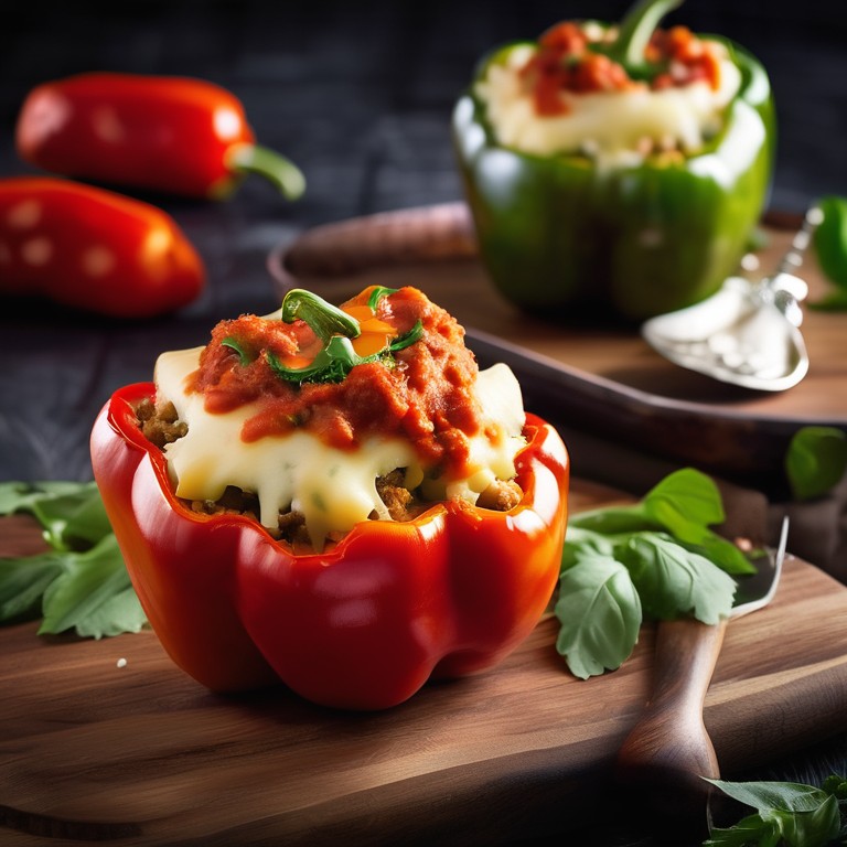Cheesy Stuffed Bell Peppers with Potato Filling