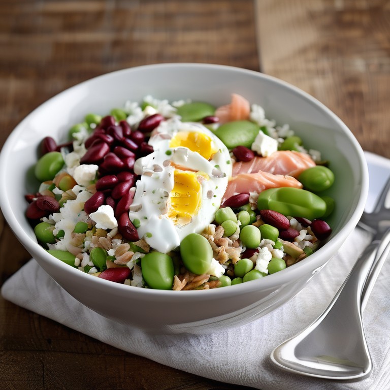 Bunter Protein-Power-Salat mit Feta und Joghurtdressing