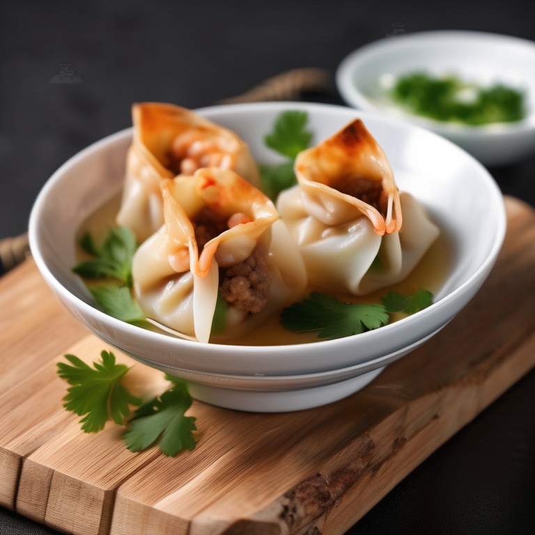 Farcis de Wonton aux Crevettes et Viande Hachée