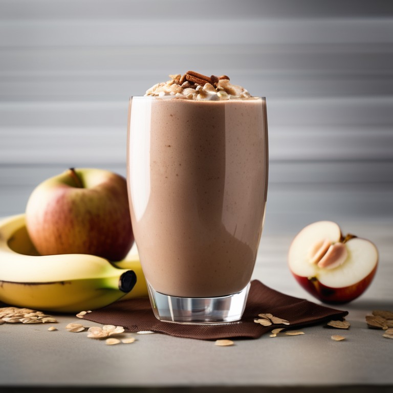 Smoothie de Banana, Maçã e Cacau com Aveia e Canela