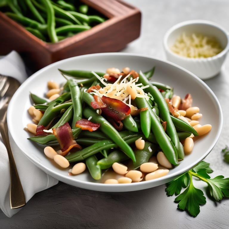 Stangenbohnen mit Weißen Bohnen, Speck und Nudeln - Mr. Cook