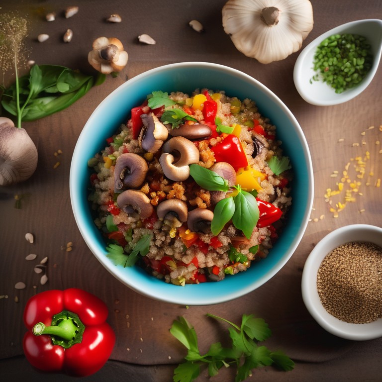 Savory Mushroom and Bell Pepper Quinoa Bowl
