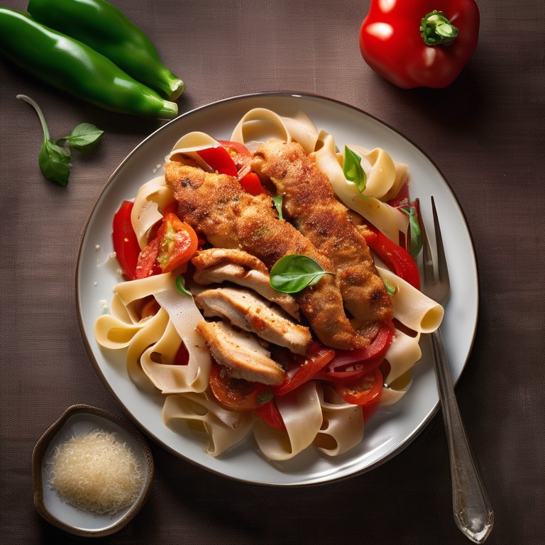Hähnchengeschnetzeltes mit Arabiatta-Nudeln