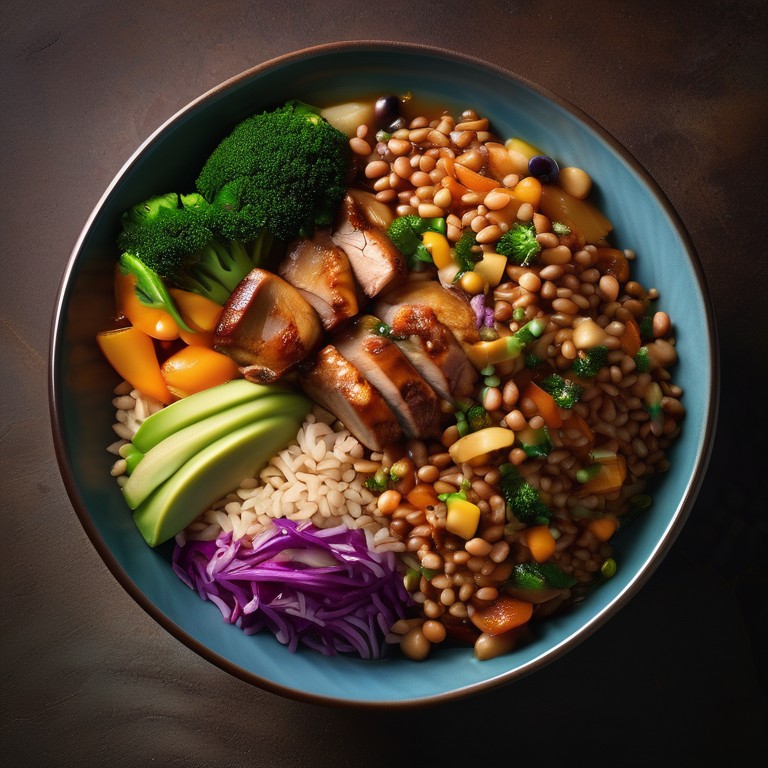 Ensalada Equilibrada con Proteína Animal, Cereales y Grasas Naturales