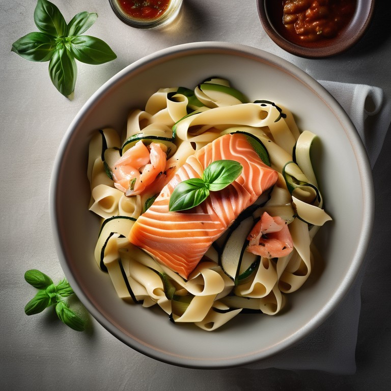 Pâtes aux Saumon et Courgette en Sauce du Chef