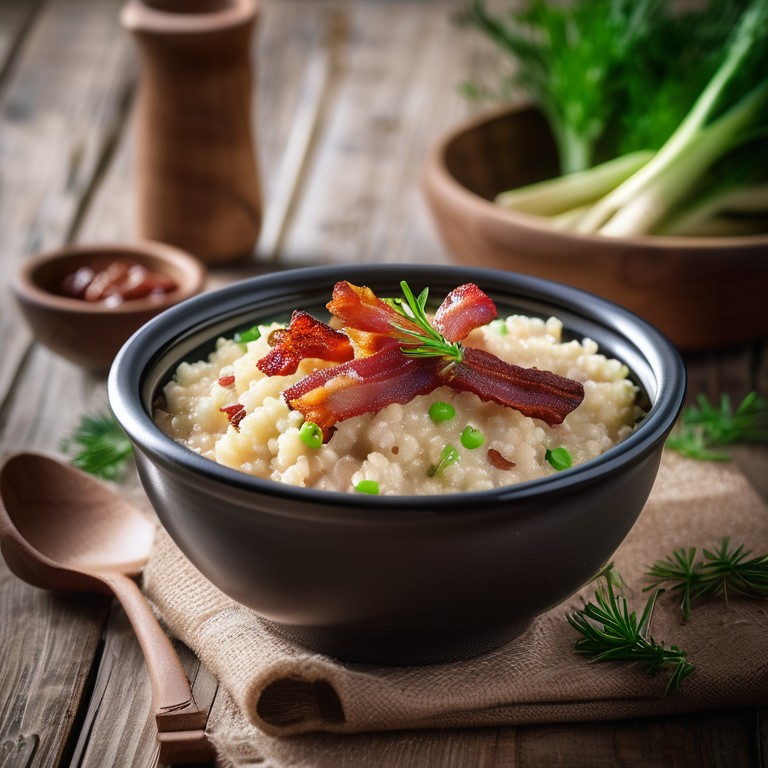 Crème de Quinoa aux Allumettes de Bacon et Poireaux