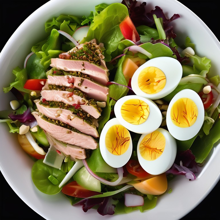 Salade Verte aux Crudités, Thon et Œuf Dur