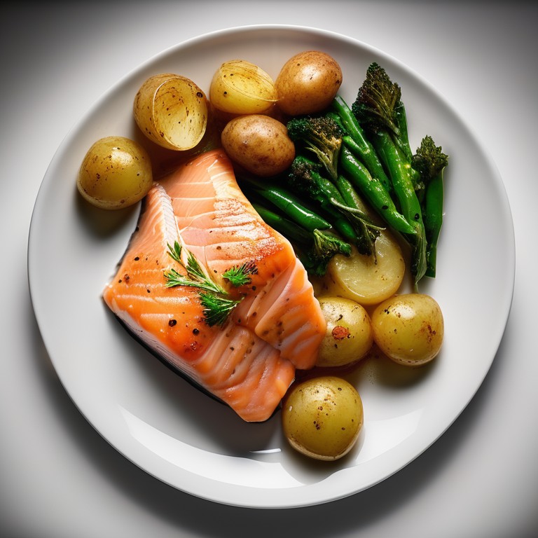 Gebackener Lachs mit Knoblauch-Kräuter-Kartoffeln