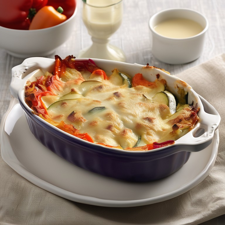 Gemüse-Käse-Gratin mit Sahnesoße