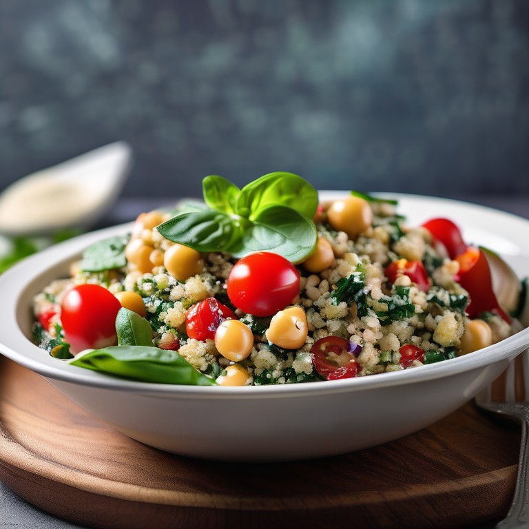 Mediterranean Quinoa Salad with Chickpeas, Spinach, and Tomato