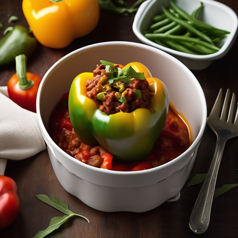 Gefüllte Paprika mit Hackfleisch und Kartoffelfüllung