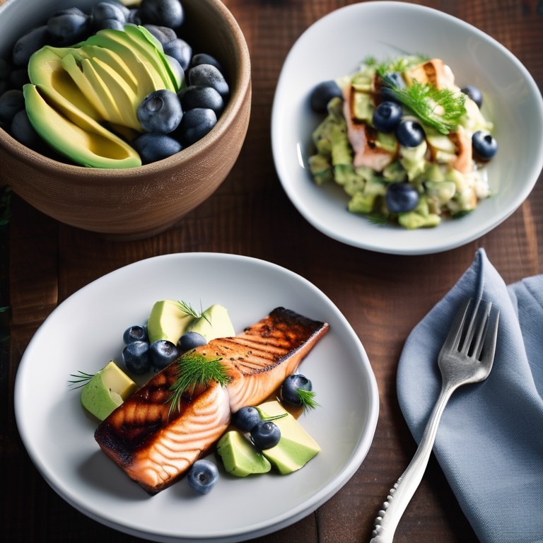 Grilled Salmon with Avocado Potato Salad