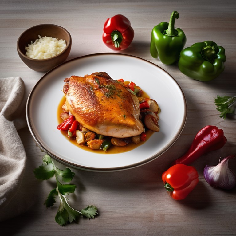 Paprika-Hähnchen mit Zwiebeln und Knoblauch