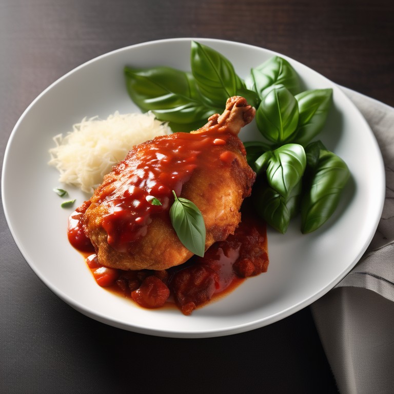 Crispy Pan-Fried Chicken with Tomato Sauce