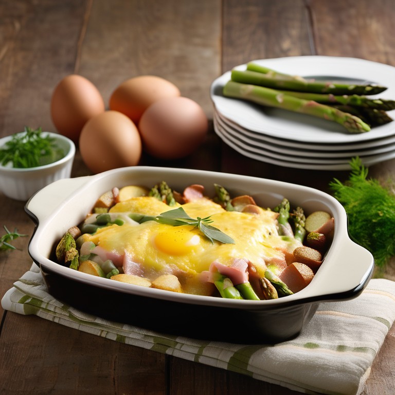 Spargel-Kräuterschinken-Eier-Kartoffel Auflauf