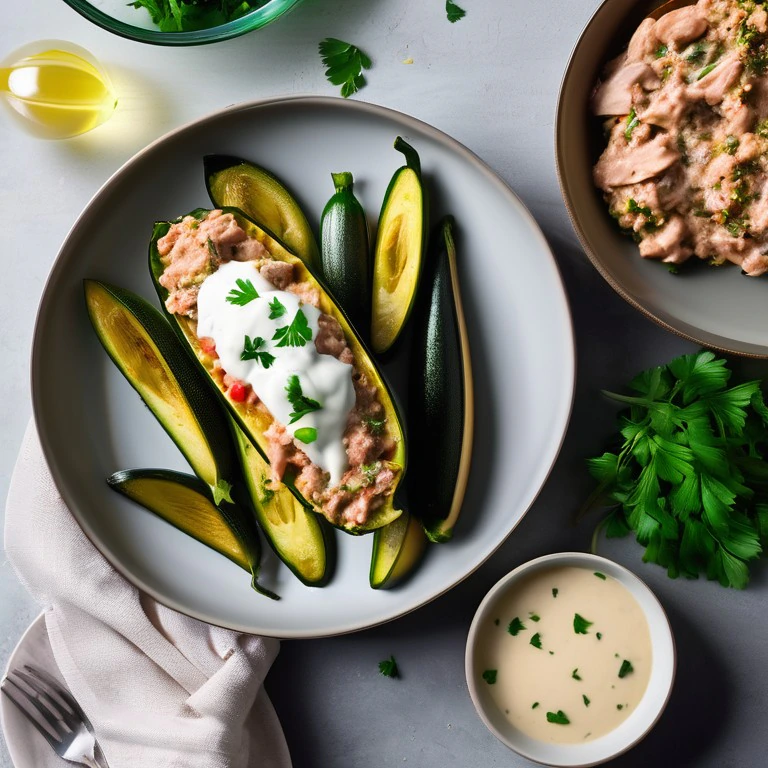 Keto Tuna Stuffed Zucchini Boats