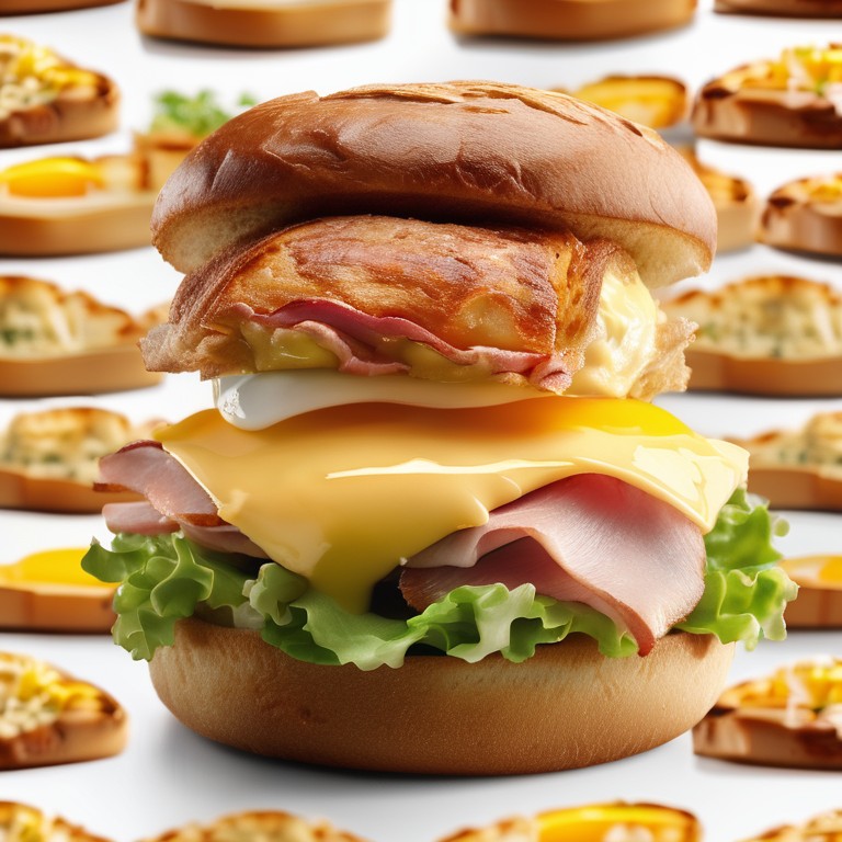 Sanduíche de Café da Manhã com Ovos, Queijo e Fiambre
