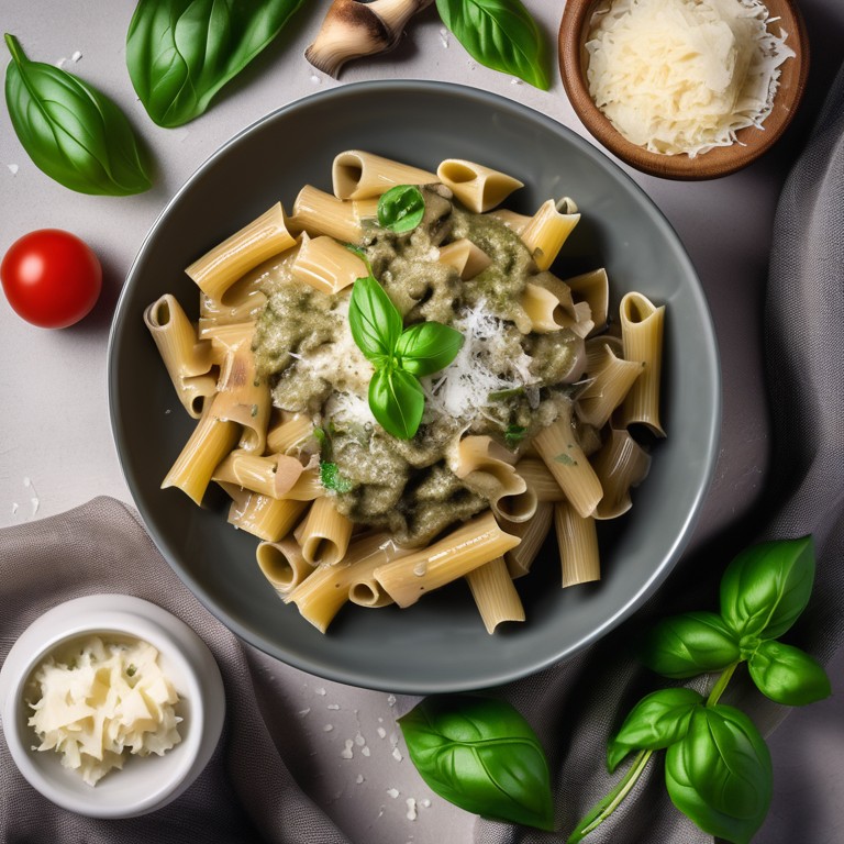 Creamy Mushroom and Pesto Pasta