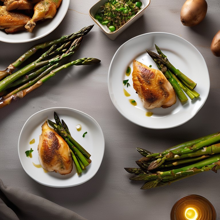 Roasted Chicken with Asparagus and Herb Potatoes