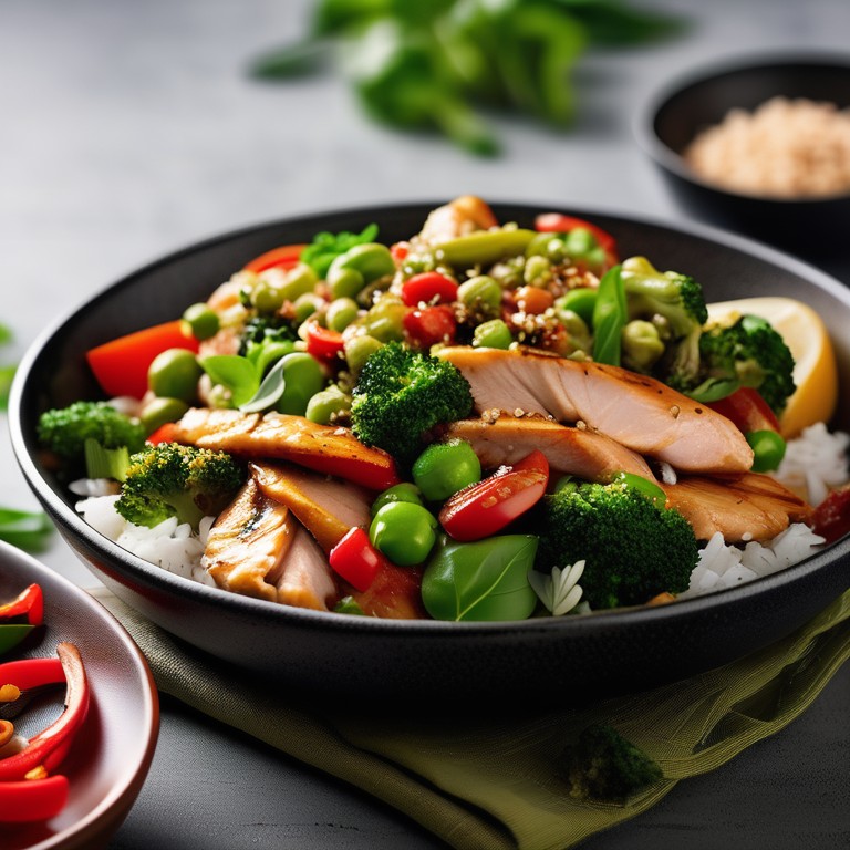 Pesto Chicken Stir Fry with Broccoli and Peas
