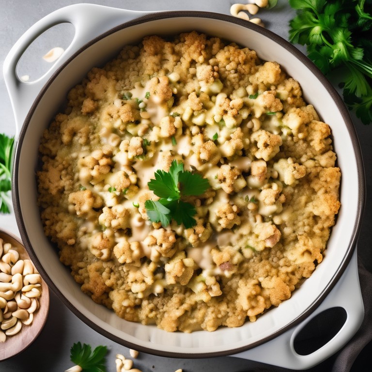 Veganer Gersten-Cashew-Blumenkohl Auflauf