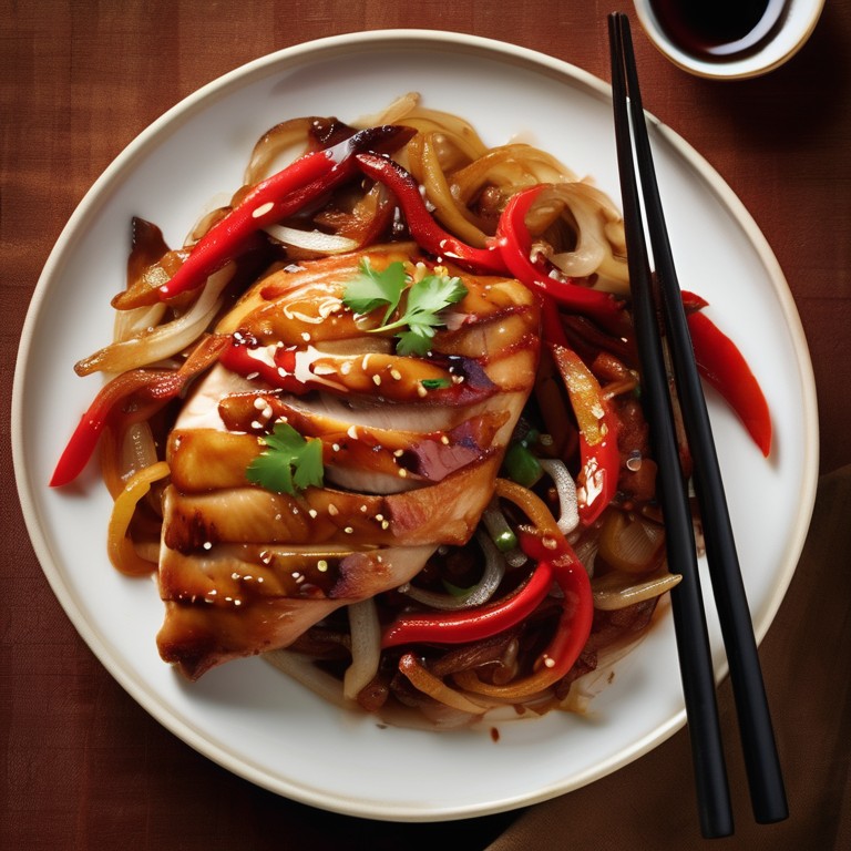Poitrines de Poulet Style Asiatiques avec Poivrons et Oignons