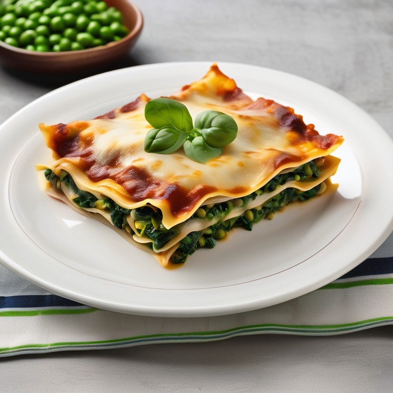Teriyaki-Curry Lasagne mit Spinat und Erbsen