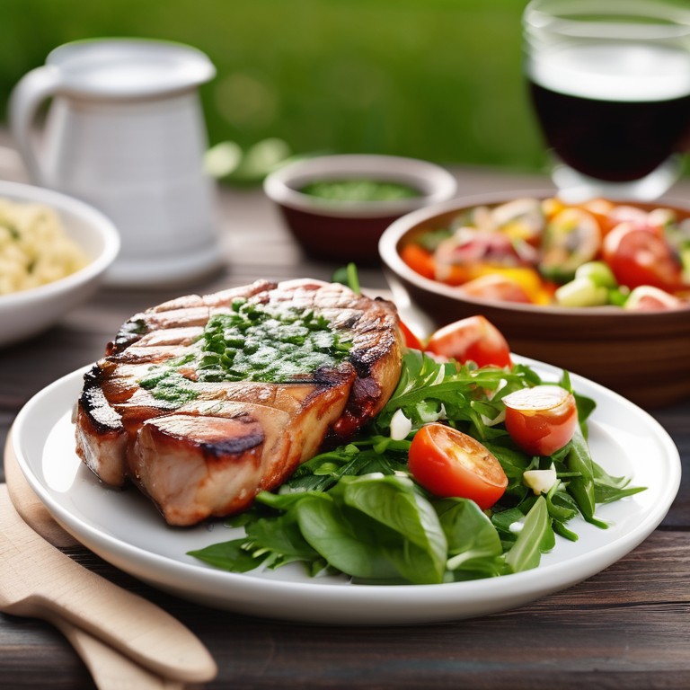 Cerdo a la Parrilla con Salsa de Hierbas