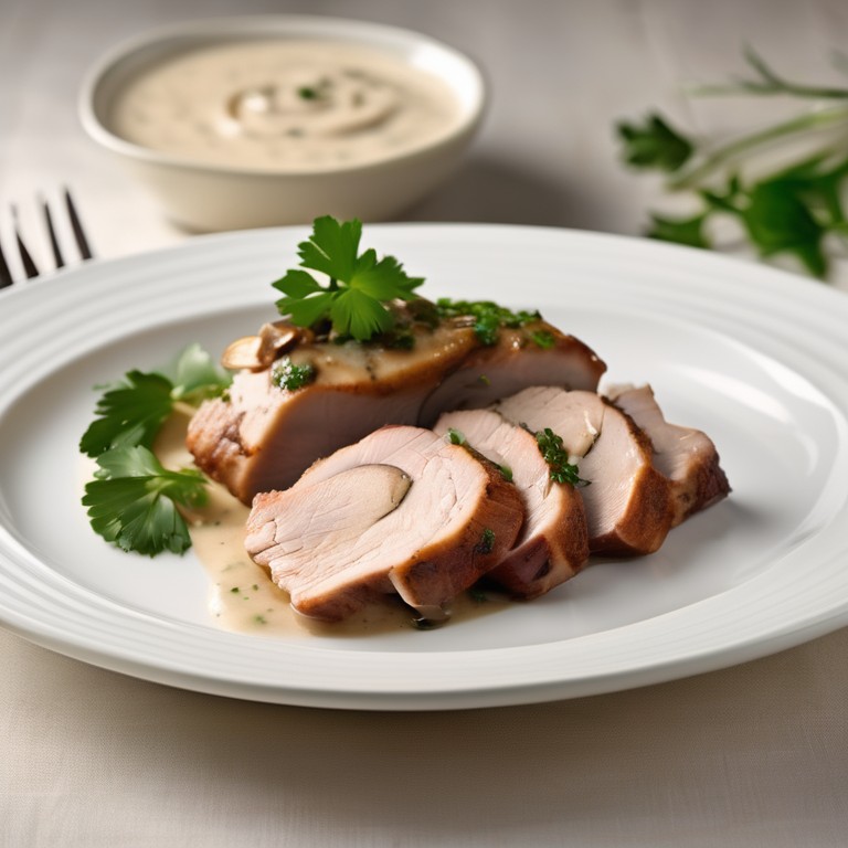 Succulent Pork Loin with Rich Mushroom Sauce