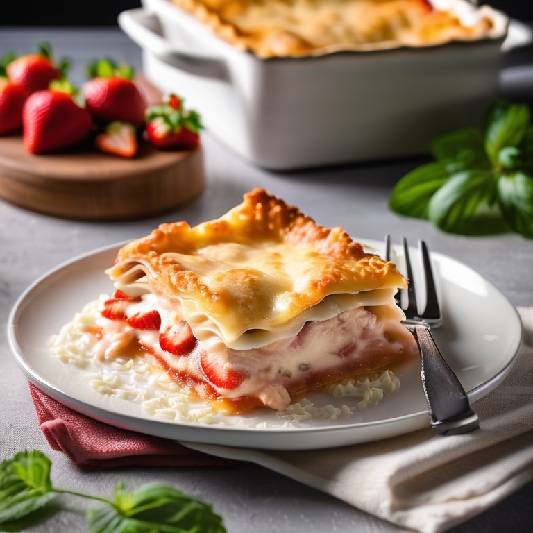 Creamy Chicken and Strawberry Lasagna with a Ritz Crust