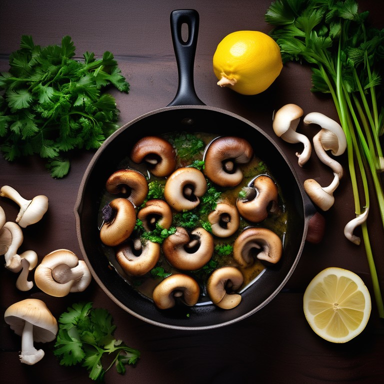 Kräuterseitling Pfanne mit Knoblauch und Zitrone