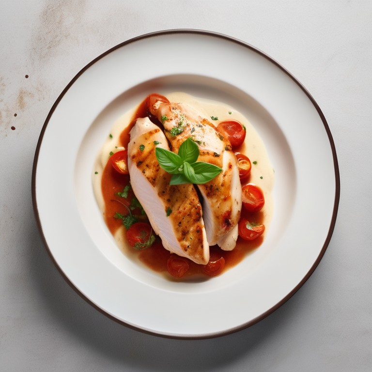 Honig-Sahne-Hähnchenbrust mit Tomatensauce