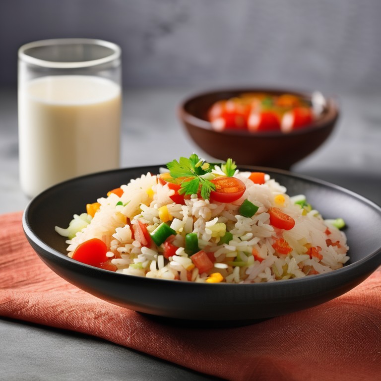 Vegetable Fried Rice with Curd Sauce