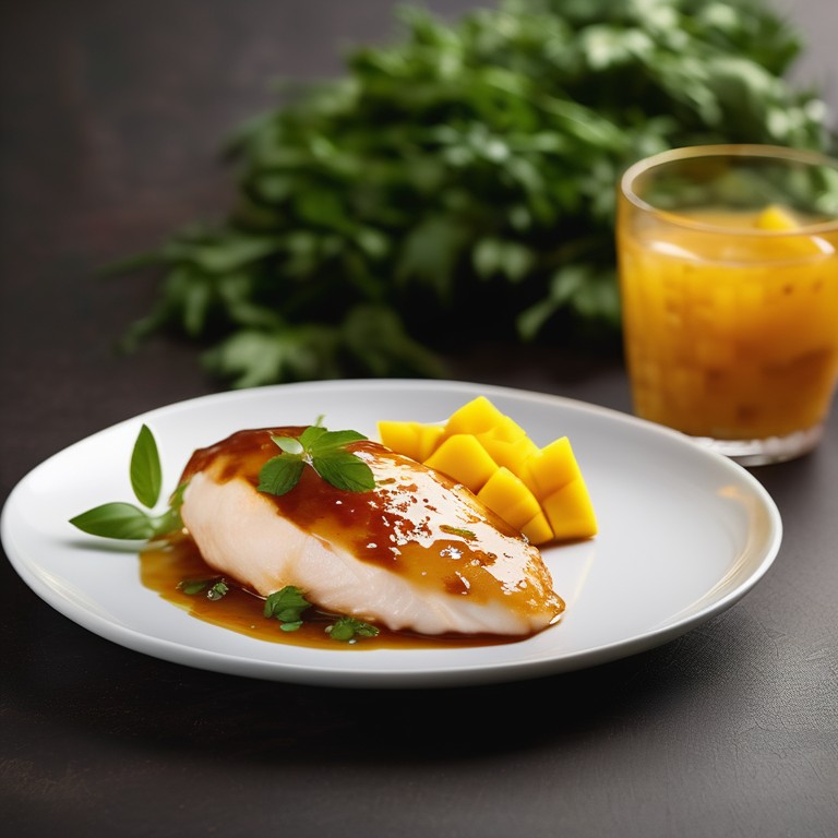 Mango Glazed Chicken with Mango Jam and Rice