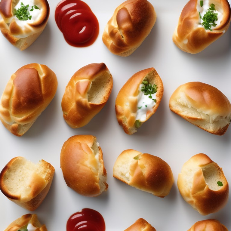 Stuffed Bread Bites with Dahi, Mayonnaise, and Ketchup