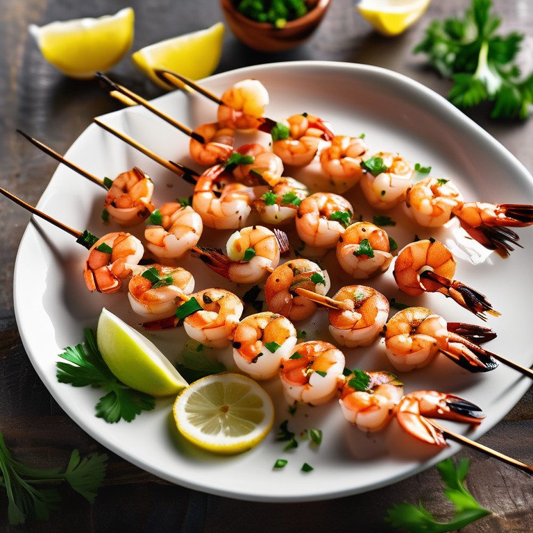 Spicy Lemon Garlic Shrimp Skewers