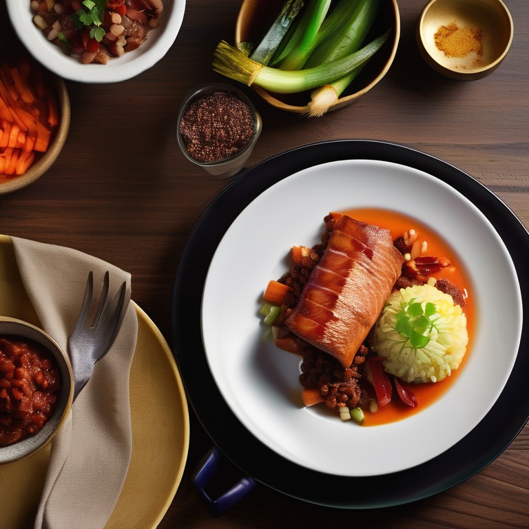 Chili Salmon with Bacon-Wrapped Carrots and Leek