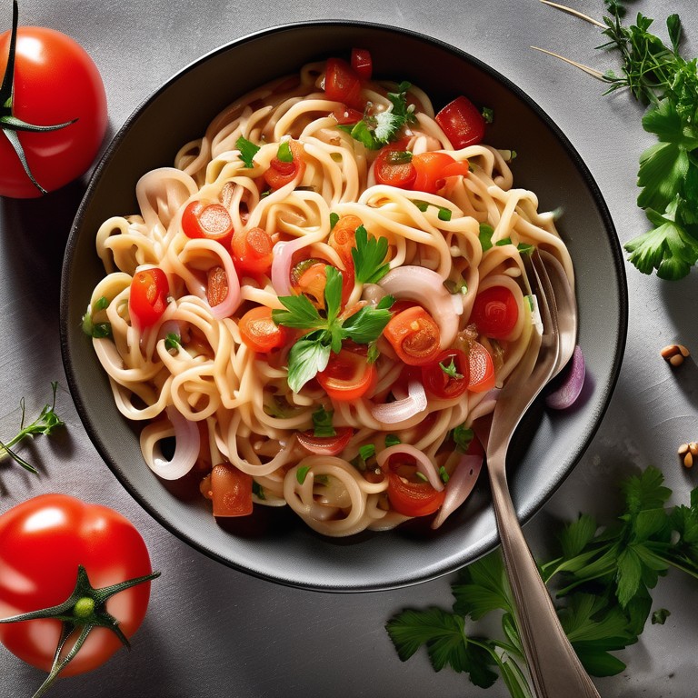 Tomato Onion Noodle Delight