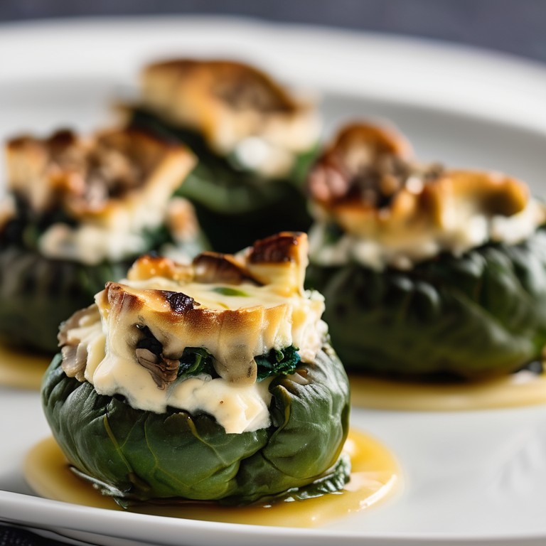 Spinach and Mushroom Stuffed Feta Cheese