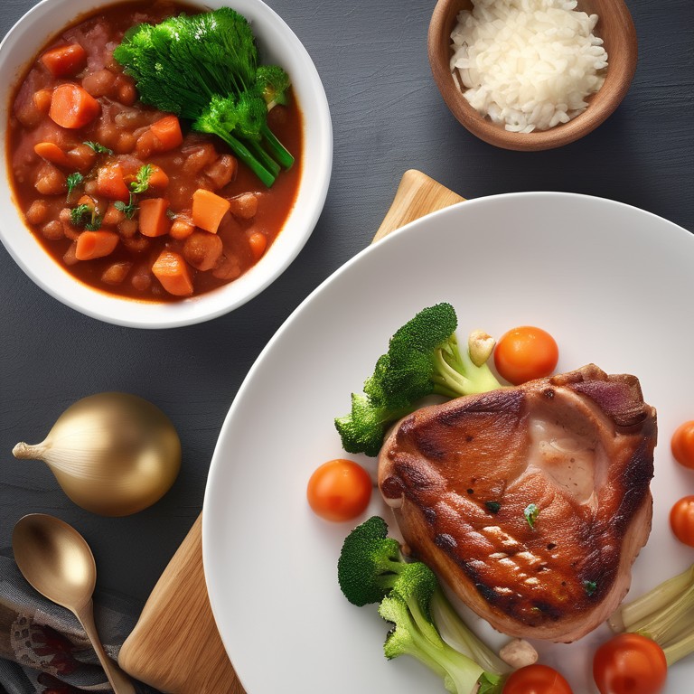 Côtes de Porc aux Légumes et Sauce Tomate