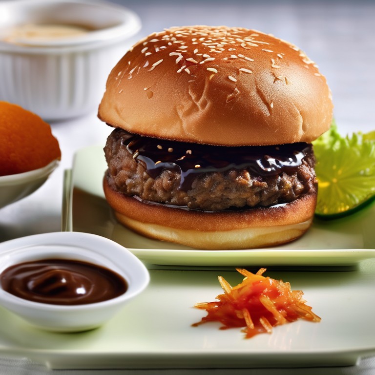 Gourmet Burger Delight with Jaggery Sauce and Coconut Chutney, Served with Vada Pav in Decadent Chocolate Sauce all veg please