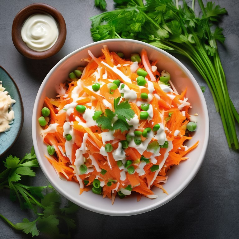 Carrot Salad with Peas, Mayonnaise, and Garlic