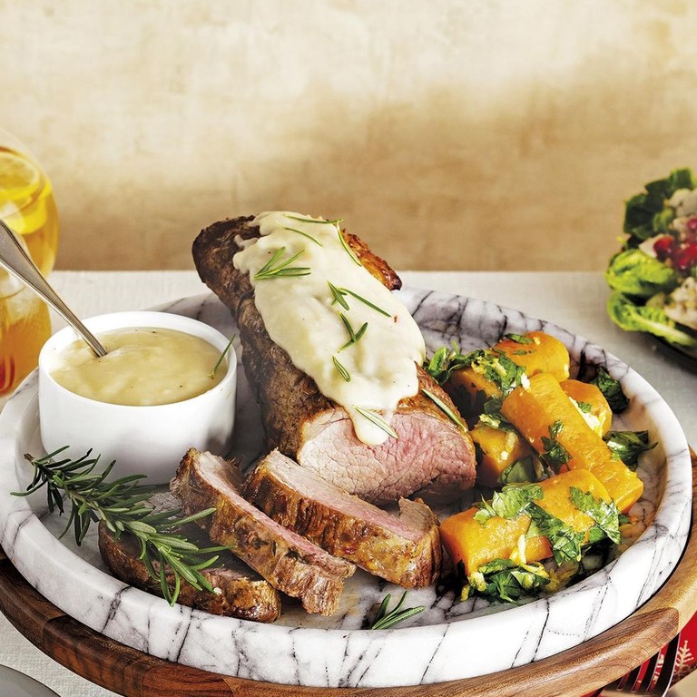 Roast beef asado con puré de patata