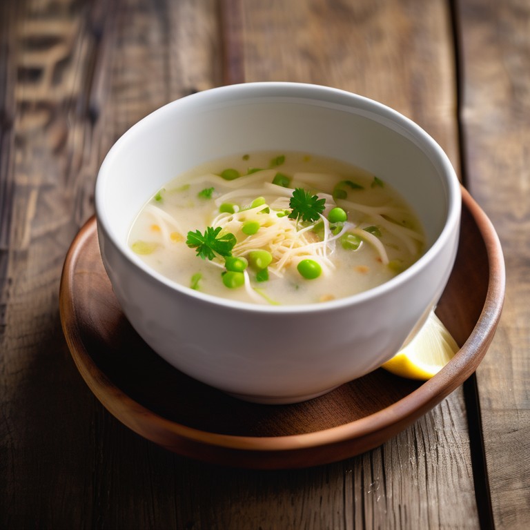 Creamy Potato and Sprouts Soup with Lemon Garlic Vermicelli
