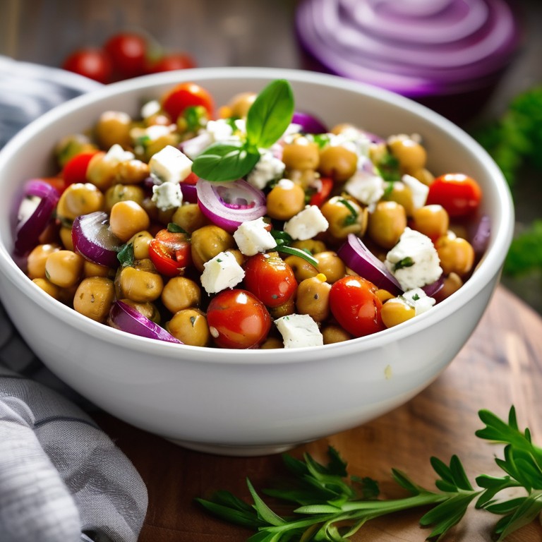 Mediterranean Chickpea Salad with Feta and Tomatoes