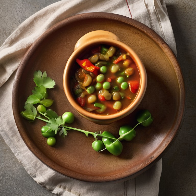Ragoût de Petit Pois aux Courgettes et Poivrons Rouges
