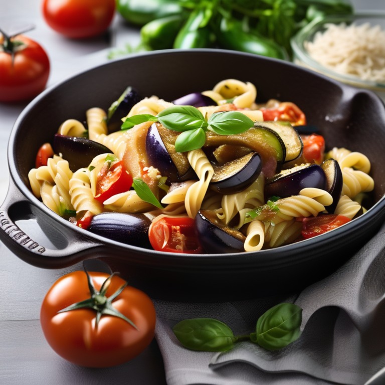 Gebratene Auberginen-Zucchini-Tomaten-Nudeln - Mr. Cook