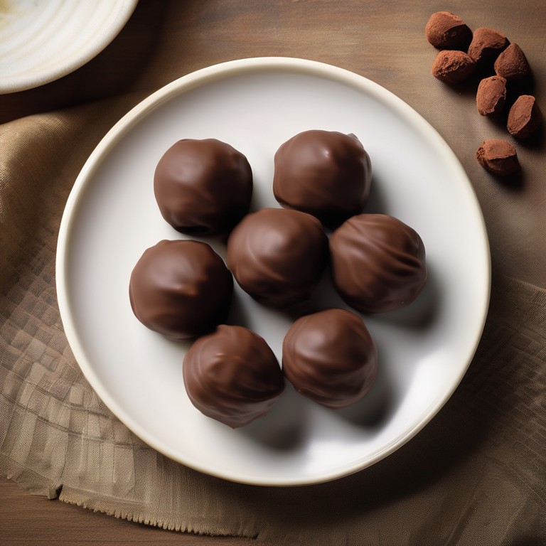 Schokoladentrüffel mit Kakaobohnen