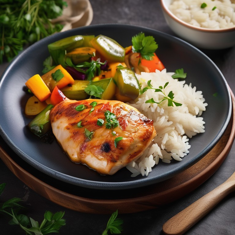 Pechuga Santander con Arroz y Verduras