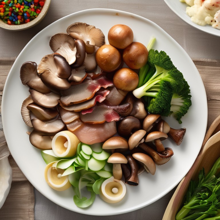 Seafood and Mushroom Medley with Bacon and Steak